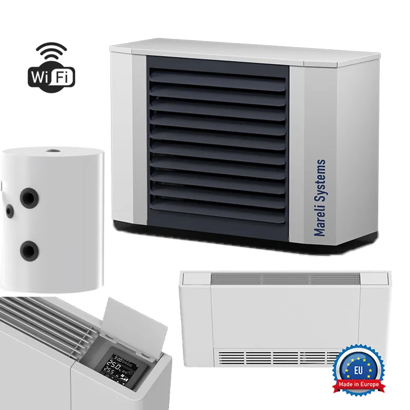 Imagine pentru Pachet cu pompa de caldura monobloc Mareli 6kW R290 pentru apartament cu ventiloconvectoare si Puffer